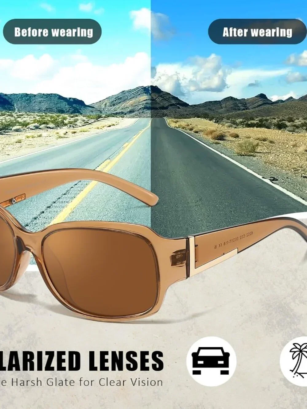 Trendy Women's Polarized Sunglasses - Lightweight Curved Design UV400 Protection